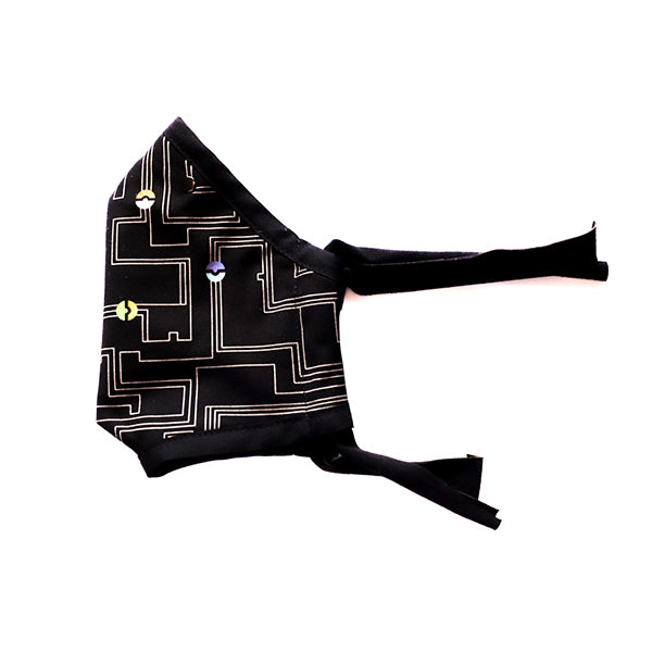 black mask with mostly white circuit board pattern