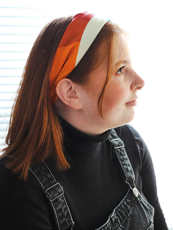 person wearing silk bandana