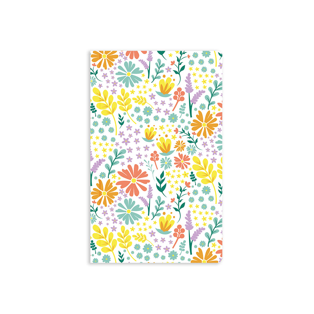 5" x 8.25" soft cover notebook with full cover multicoloured flower illustrations