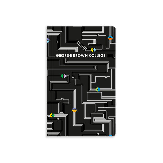 Notebook with circuit board style illustrations