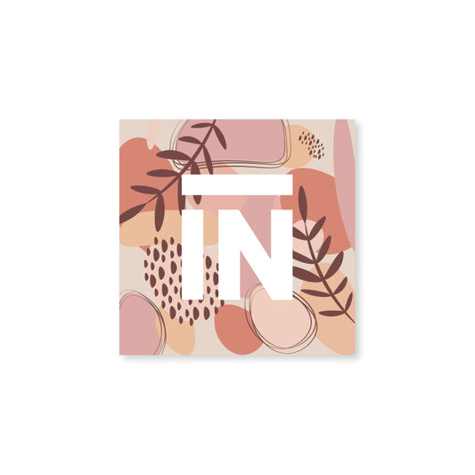IN Store sticker with pink abstract pattern