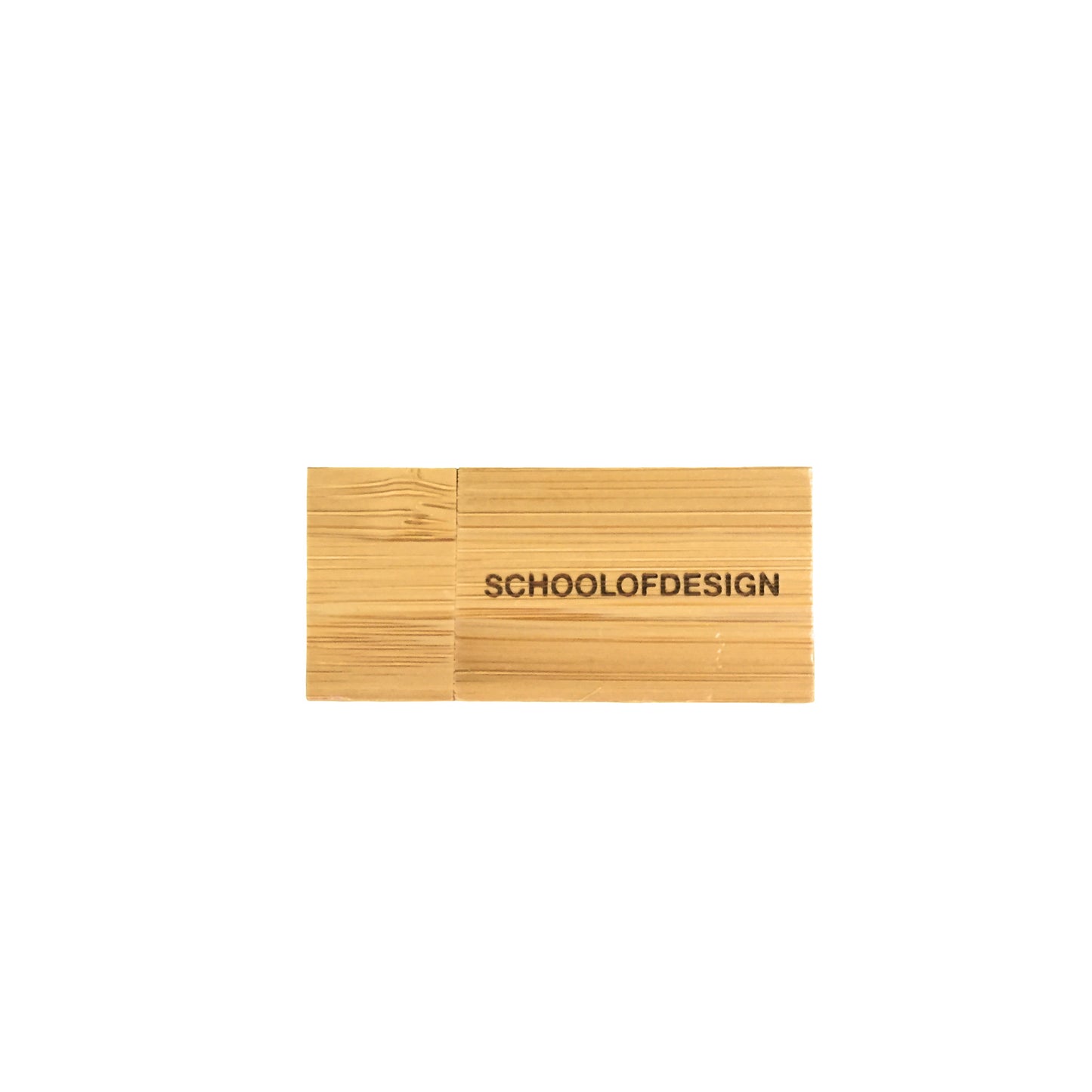 bamboo wood USB with magnetic holder and school of design engraved text