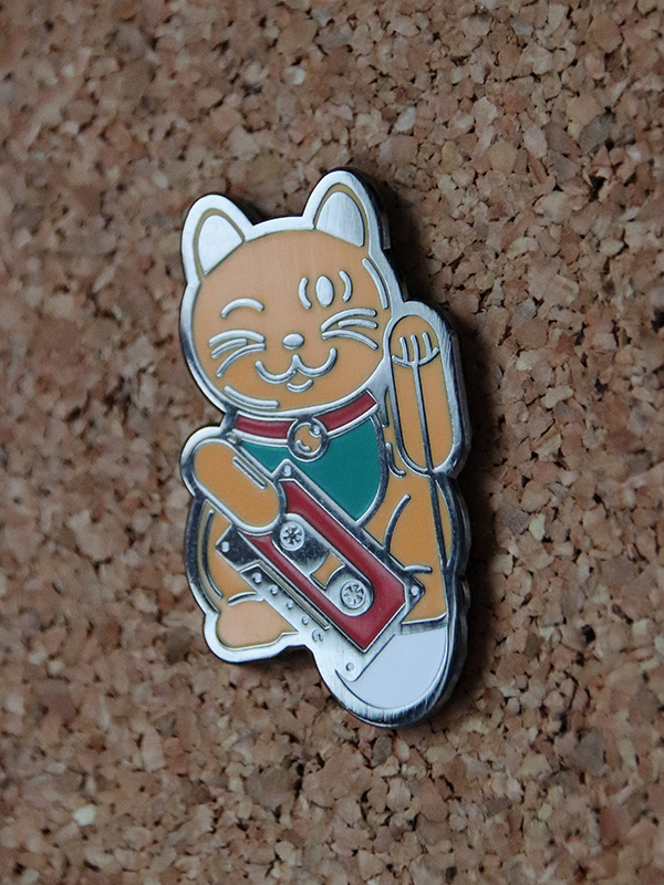 japanese lucky cat in shade of yellow enamel pin