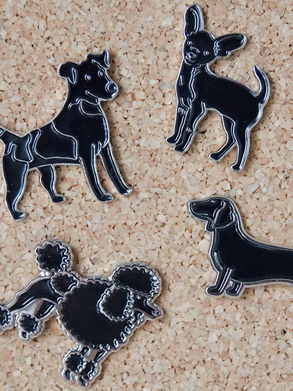 assorted black dog pins bundle